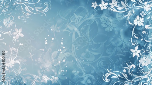 Design a blue background with floral patterns in white, adding a delicate and elegant touch ideal for invitations and stationary.