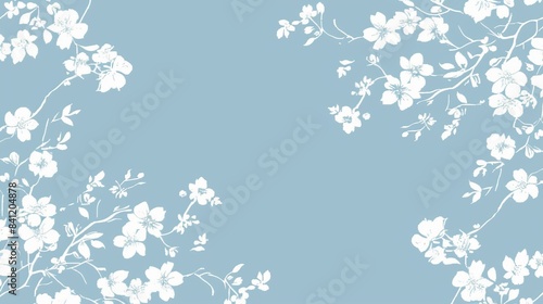 Design a blue background with floral patterns in white, adding a delicate and elegant touch ideal for invitations and stationary.