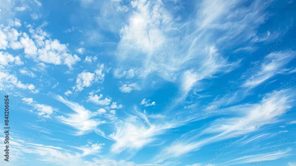 Blue sky with white clouds, wide angle, background image, photography, high definition details Blue sky with white clouds, wide angle, background image, photography, high definition details