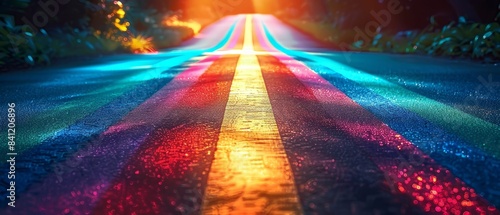 A colorful path leading to a bright light.