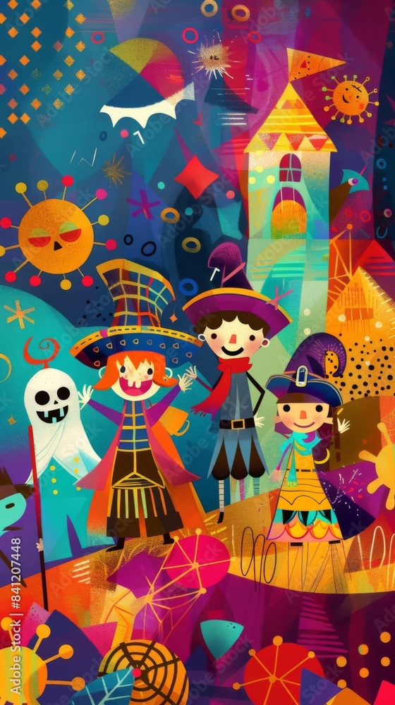 A group of children dressed up in halloween costumes A group of children dressed up in halloween costumes
