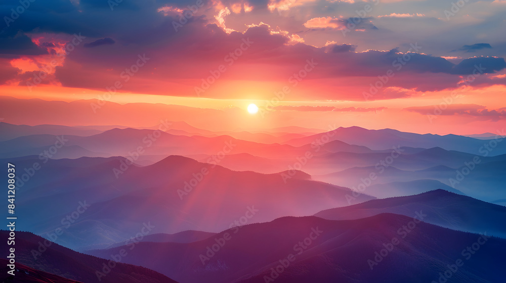 Mountain landscape at sunset Mountain landscape at sunset