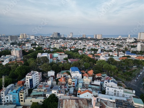 Vung Tau flyover -  Amazing view of the sites of Vietnam in the peninsula city of Southern Vietnam. Beautiful sunset, streets and statues of the region.  photo