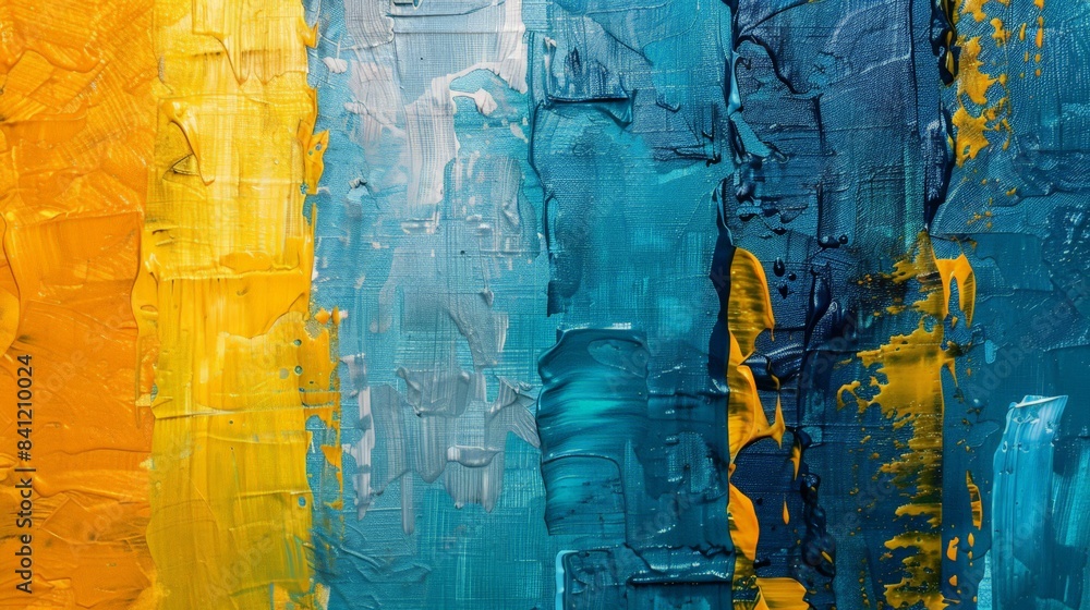 Fototapeta premium Design an abstract painting that represents the complexity of human emotions, with layered textures and contrasting colors to depict the multifaceted nature of feelings.
