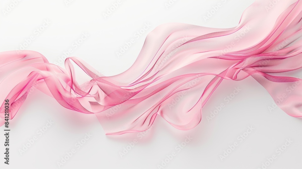 Artistic presentation of flowing pink fabric, elegantly captured mid-air against a pure white background, symbolizing softness and fluidity. Artistic presentation of flowing pink fabric, elegantly captured mid-air against a pure white background, symbolizing softness and fluidity.