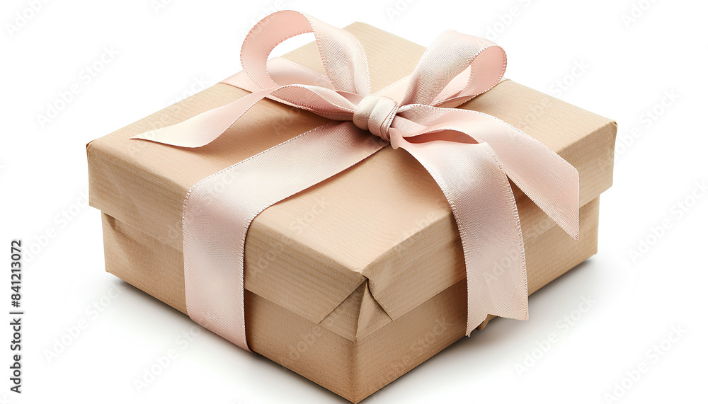 Gift box tied with satin ribbon isolated on white background Gift box tied with satin ribbon isolated on white background