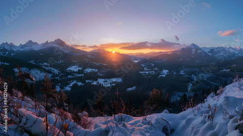 Fototapeta Naklejka Na Ścianę i Meble -  Panoramic view of the sunrise in the Tatra mountains