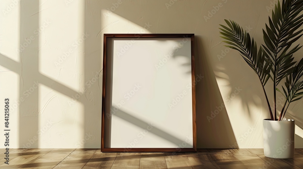 Dark Mahogany Frame on Wooden Floor | Photo frame mockup Dark Mahogany Frame on Wooden Floor | Photo frame mockup