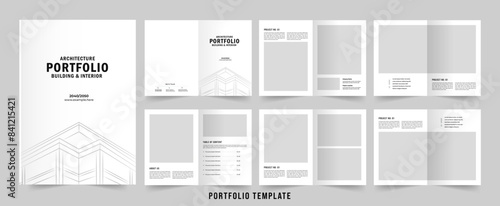 Architecture portfolio template or Portfolio layout design. A4 size brochure design for interior