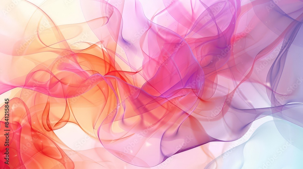 Develop an abstract background that uses a combination of organic shapes and soft gradients to create a calming and harmonious visual effect.