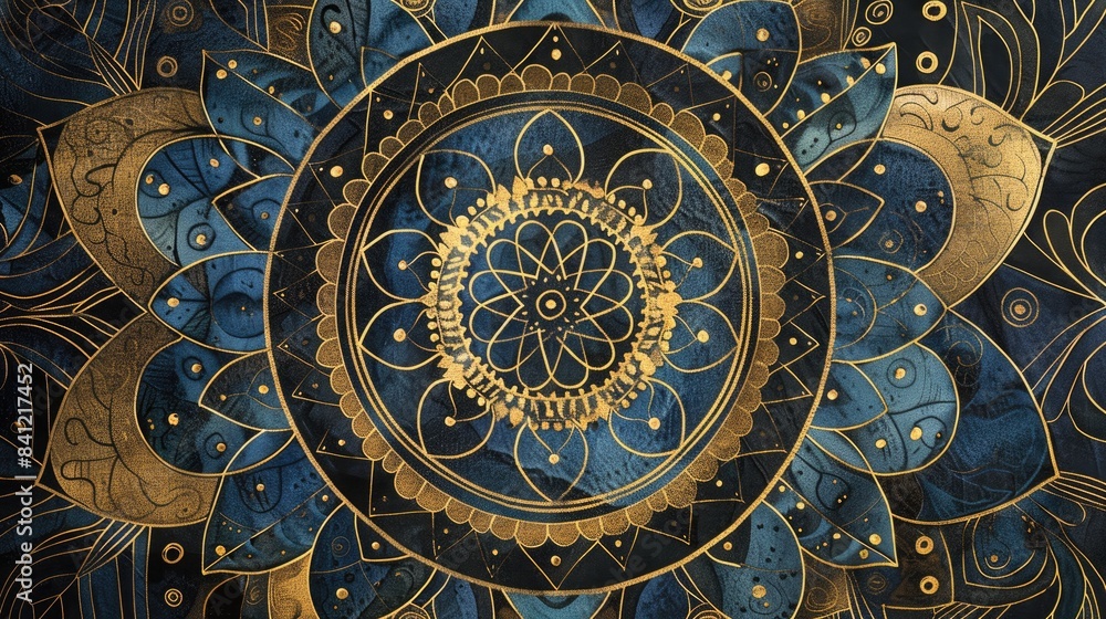 Texture of a Black Pen Drawing in Gold Geometric Shapes Aged Black Texture Classic Drawing in Gold and Blue Texture with an Eastern Print Batik Pattern in Boho Style Design with an Asian In Texture of a Black Pen Drawing in Gold Geometric Shapes Aged Black Texture Classic Drawing in Gold and Blue Texture with an Eastern Print Batik Pattern in Boho Style Design with an Asian In
