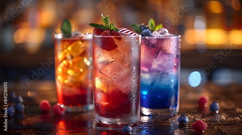 Refreshing and Vibrant Patriotic Themed Layered Beverages with Red White and Blue Hues Perfect for Summer Events Parties and like Fourth of July or Memorial Day