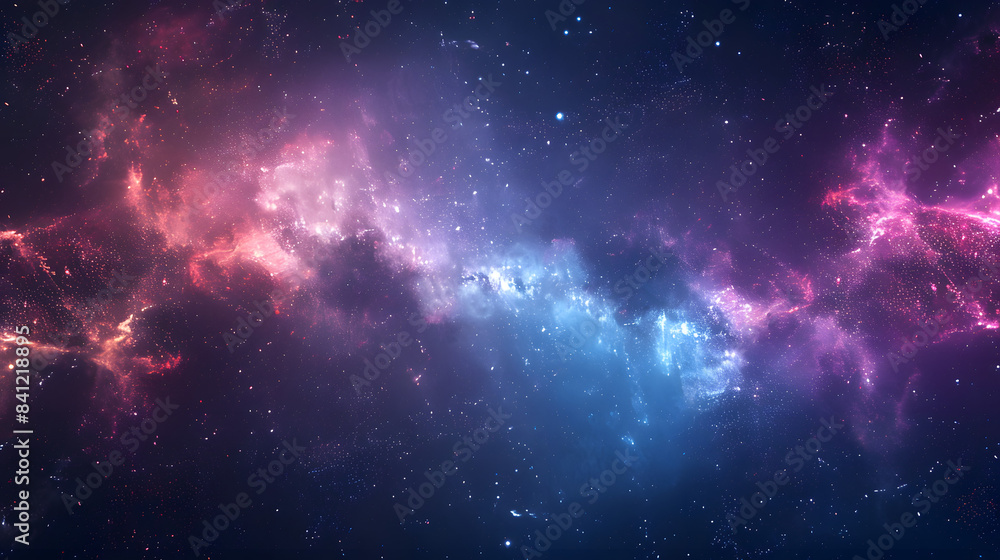 Fototapeta premium Space background with stardust and shining stars. Realistic colorful cosmos with nebula and milky way