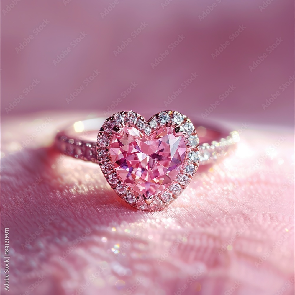 A pink ring with a pink stone in the center
A pink ring with a pink stone in the center
