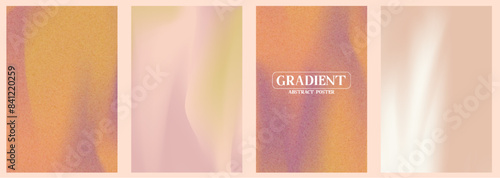 Peach gradient noise background set with abstract wave. Nude, peach and apricot gradient soft poster. Warm fuzz bg for wallpaper. Vector illustration