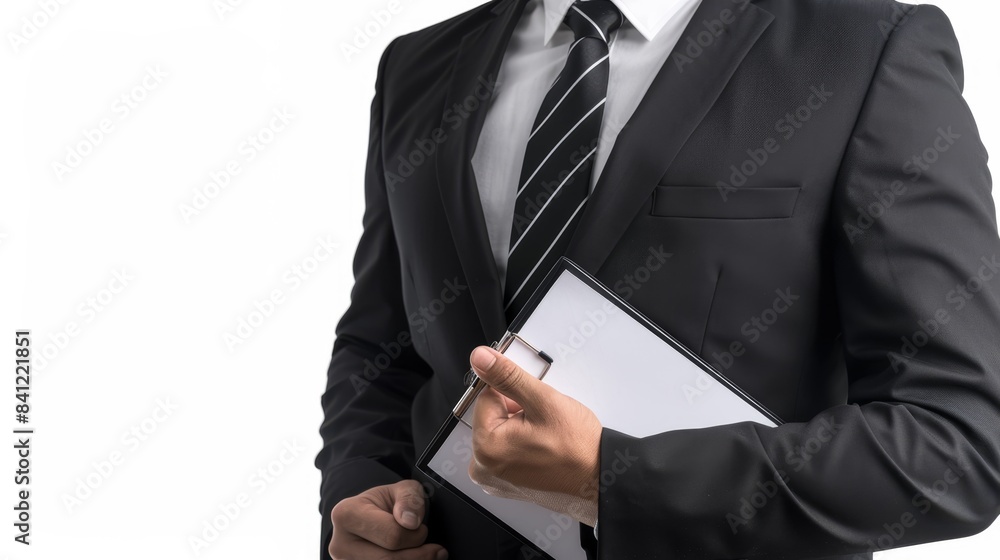The businessman holding clipboard The businessman holding clipboard