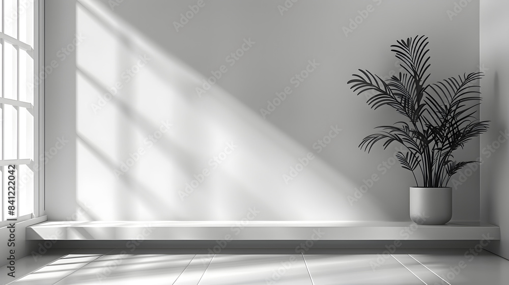 Sunlight on a gray wall, sunbeams in a room, sunny day scene for product presentation. Minimalist interior. Vector illustration Sunlight on a gray wall, sunbeams in a room, sunny day scene for product presentation. Minimalist interior. Vector illustration