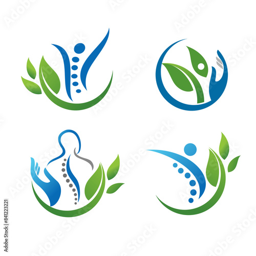 orthopedic logo design with nature theme vector based