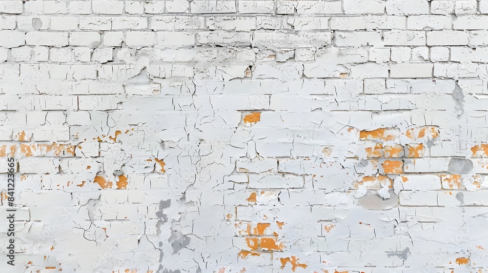 Fototapeta premium Distressed White Brick Wall Texture Background