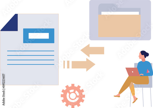 Female is converting document data into folder.