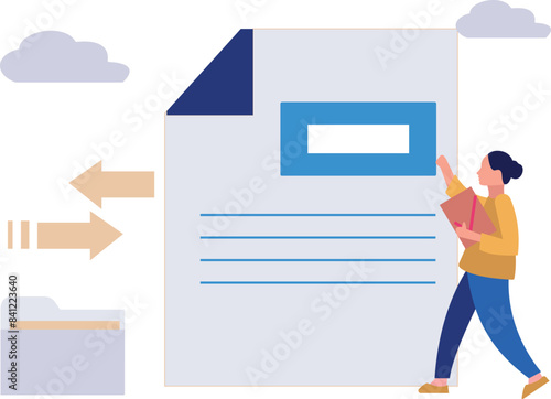 Female showing converting a document file into a folder.