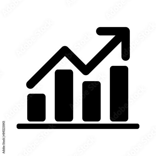 Bar Chart with Upward Arrow Icon Representing Growth and Progress
