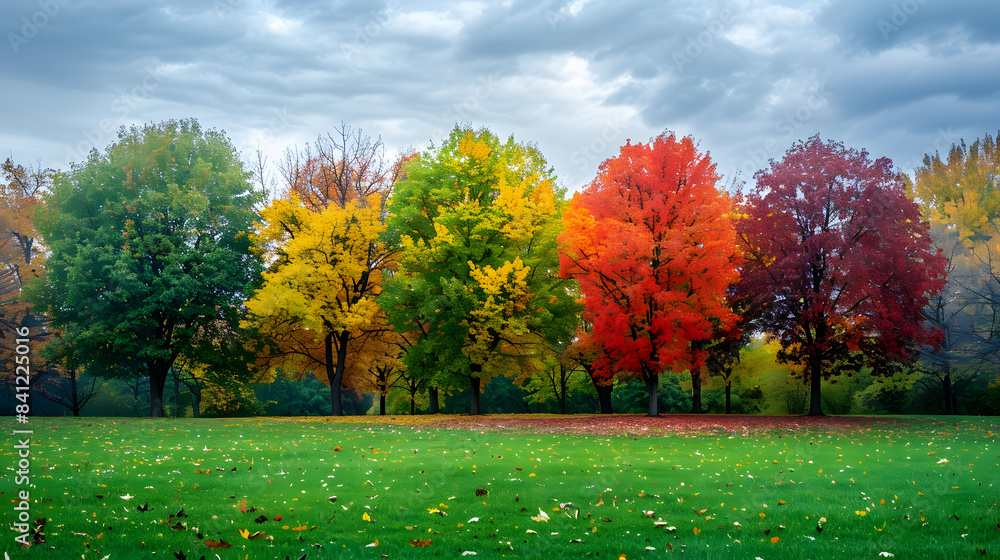 trees with multicolored leaves in the park trees with multicolored leaves in the park