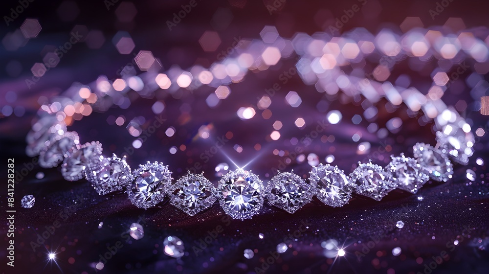 Stunning Diamond Necklace Draped Against Velvety Dark Background Exuding Glamour and Luxury Stunning Diamond Necklace Draped Against Velvety Dark Background Exuding Glamour and Luxury