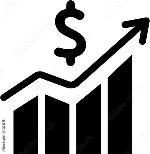 Investment earning, currency increase up, business profit sales growth, sale forecast flat icon symbol