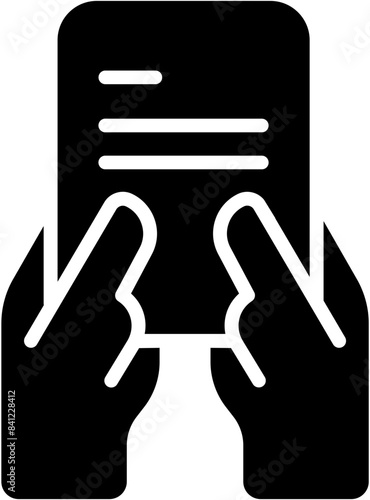Introduce, hand hold name card flat icon symbol