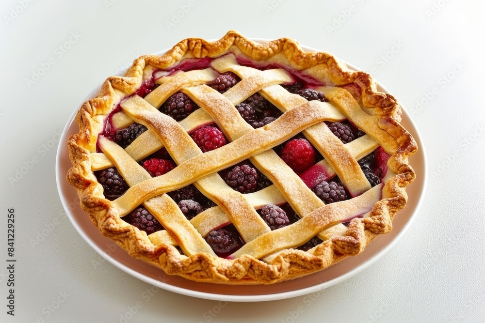 Vibrant Berry Lattice Pie with Intricate Golden-Brown Crust Vibrant Berry Lattice Pie with Intricate Golden-Brown Crust