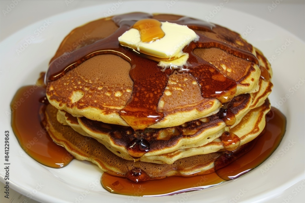 Perfectly Arranged Pancakes with Maple Syrup and Butter Perfectly Arranged Pancakes with Maple Syrup and Butter
