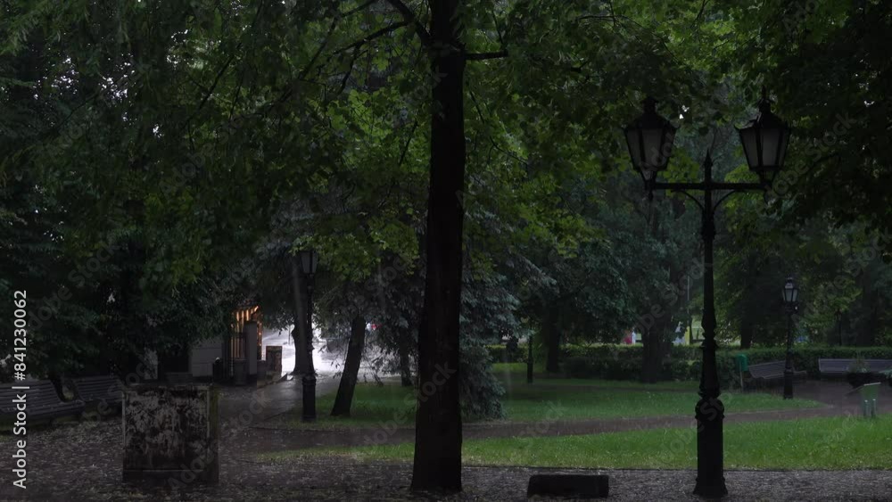 Tartu, Estonia Rain falls over the Barclay plats park in the downtown. Tartu, Estonia Rain falls over the Barclay plats park in the downtown.