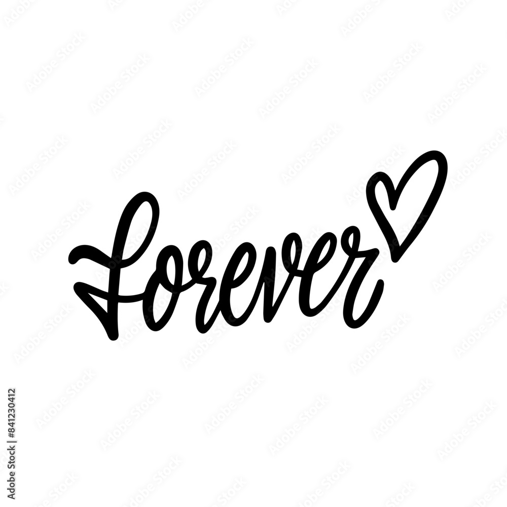 Forever Calligraphy with Heart Symbol represents commitment and love in cursive script Forever Calligraphy with Heart Symbol represents commitment and love in cursive script