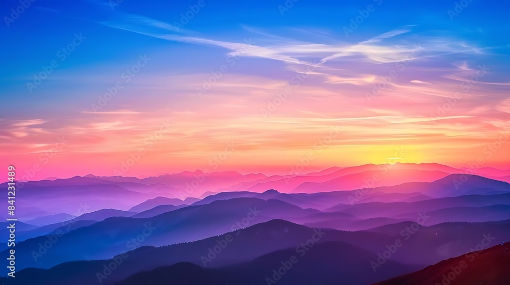 a majestic mountain stands tall against a stunning pink and blue sky at sunset a majestic mountain stands tall against a stunning pink and blue sky at sunset