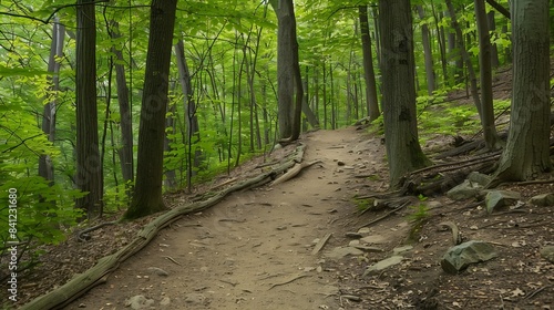 Empty Dirt Trail in the Forest at Hudson Highlands State Park in Cold Spring New York   Generative AI