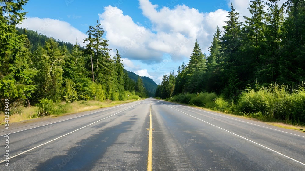 Naklejka premium Highway In Western Washington State United States : Generative AI