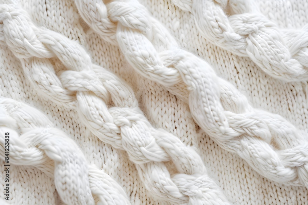 White Knit Texture Background - Close-Up View White Knit Texture Background - Close-Up View