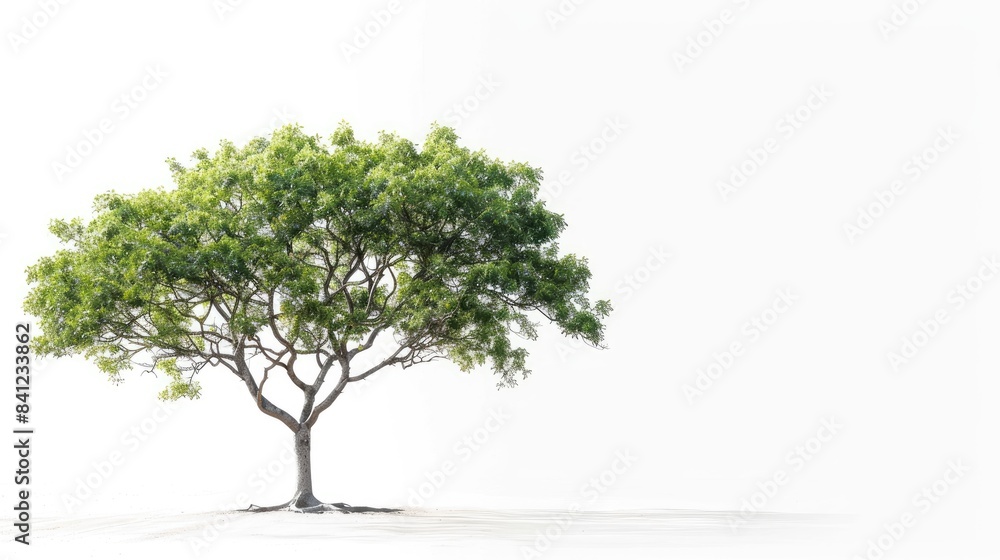Obraz premium A lone tree standing against a white background with a clipping path