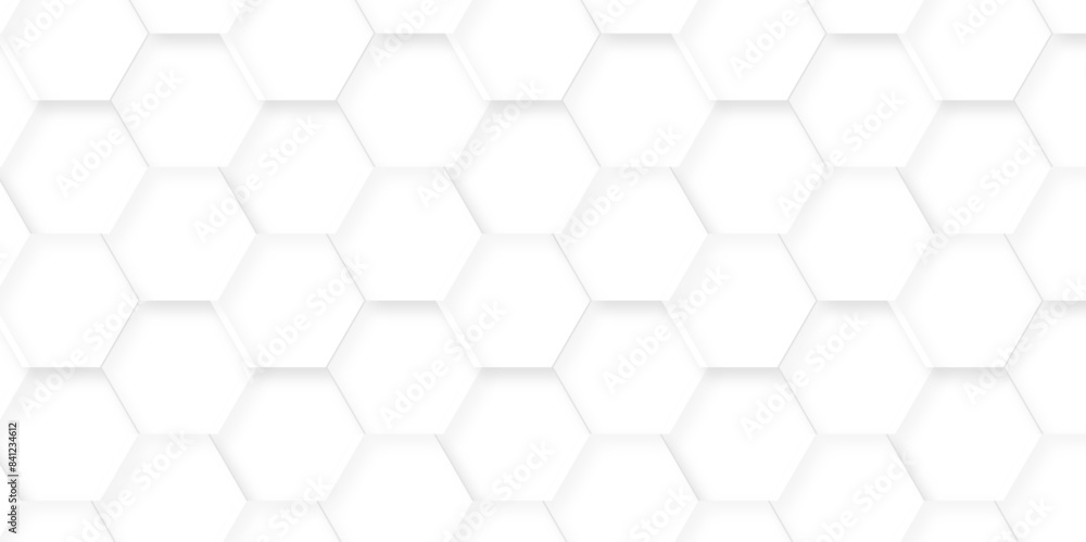 Fototapeta premium Abstract 3d background. Abstract white background with hexagons. Abstract hexagon polygonal pattern background vector. seamless bright white abstract honeycomb background.