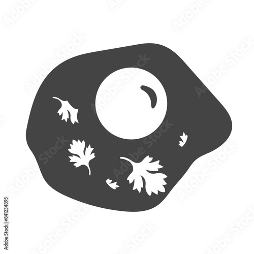 Fried egg with fresh parsley herbs. Breakfast, healthy food, protein in the morning. Vector illustration