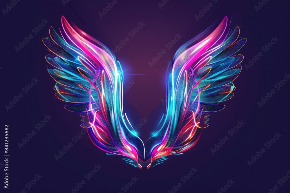 A vibrant pair of wings on a mysterious dark backdrop A vibrant pair of wings on a mysterious dark backdrop