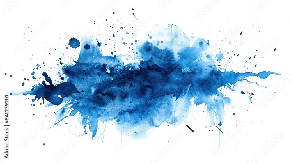 Fototapeta premium Abstract blue watercolor on a white backdrop This depicts a watercolor splash