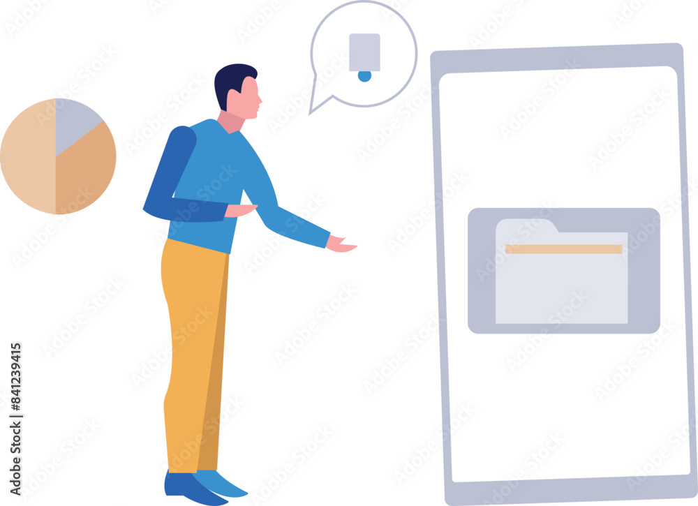 Boy looking at folder on mobile. Boy looking at folder on mobile.