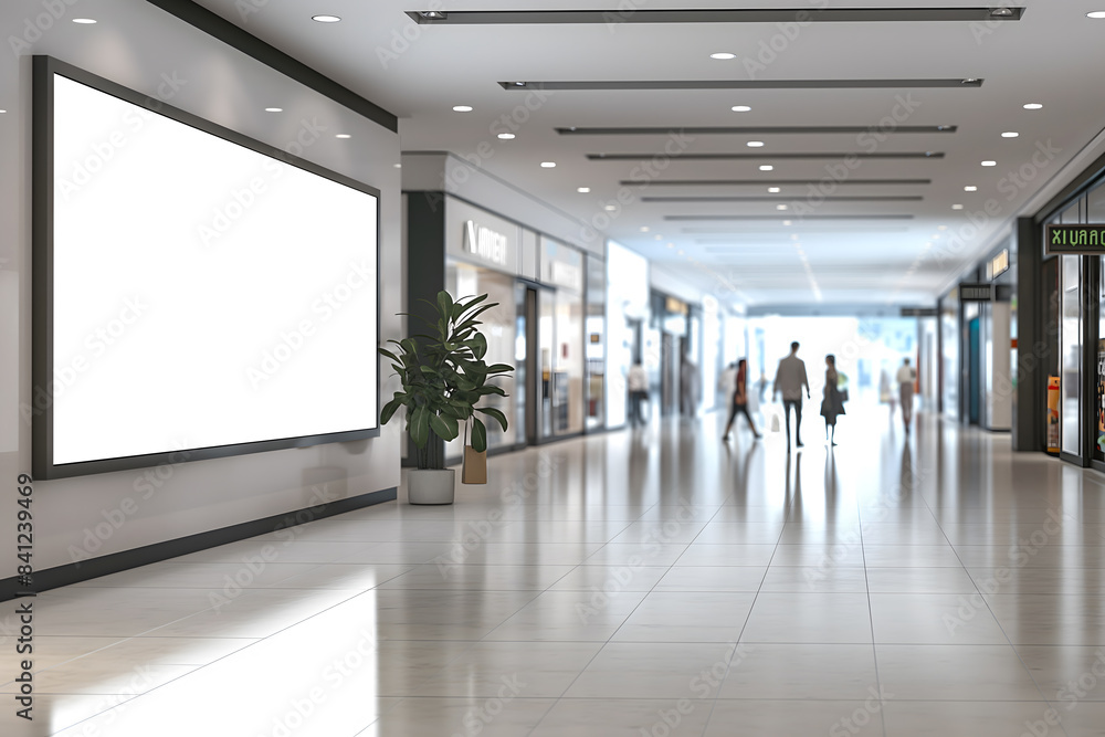 Fototapeta premium Blank billboard inside a modern shopping mall 