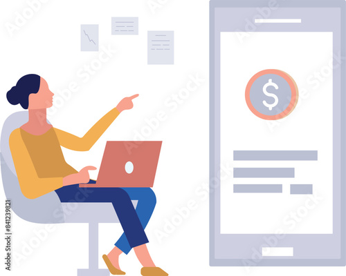 Girl is transferring money online.