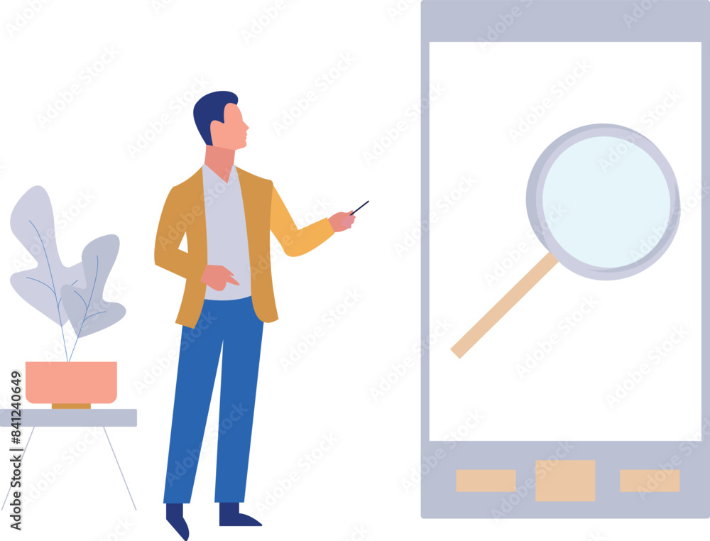 The boy is pointing at the mobile phone. The boy is pointing at the mobile phone.