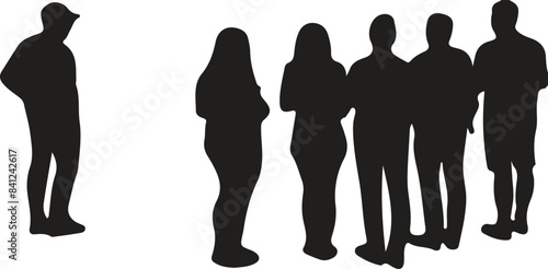 Group of friends standing together, silhouette