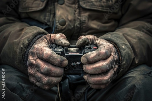 A person grasping a video game controller, ready to play