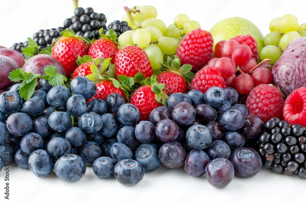 Fresh assorted berries and fruits, highlighting a healthy, vibrant display in a bright, natural setting perfect for a nutritious lifestyle Fresh assorted berries and fruits, highlighting a healthy, vibrant display in a bright, natural setting perfect for a nutritious lifestyle